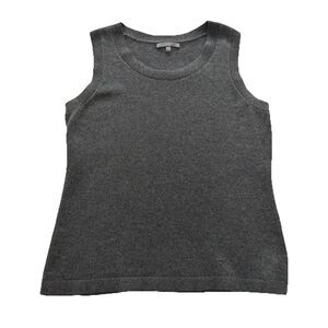 Anne Klein Cashmere sleeveless Sweater Top Preppy City medium  gray minimalist